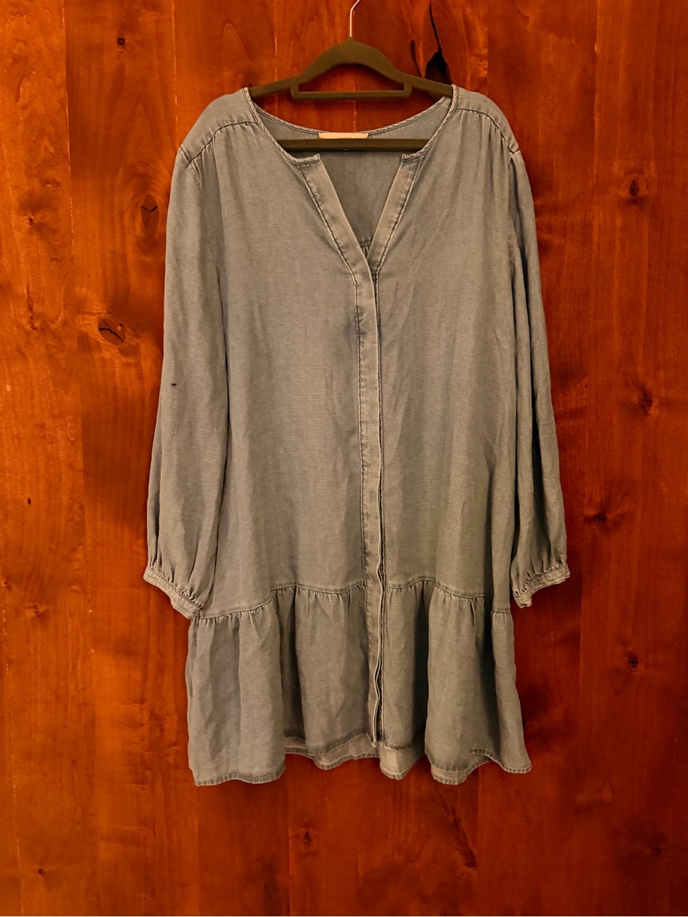 LOFT Chambray Peasant Tunic in Light Blue